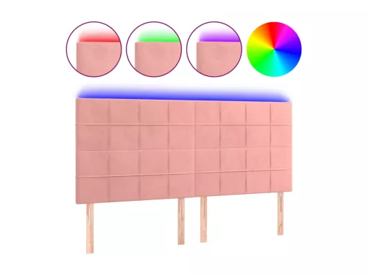 Kauf Unique LED Kopfteil Rosa 200x5x118/128 cm Samt Bis zu 50% Rabatt