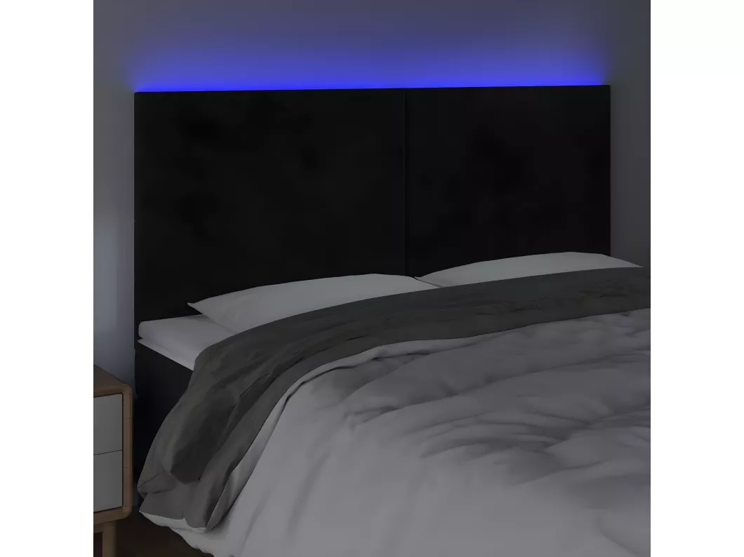 Kauf Unique LED Kopfteil Schwarz 200x5x118/128 cm Samt Riesige Rabatte