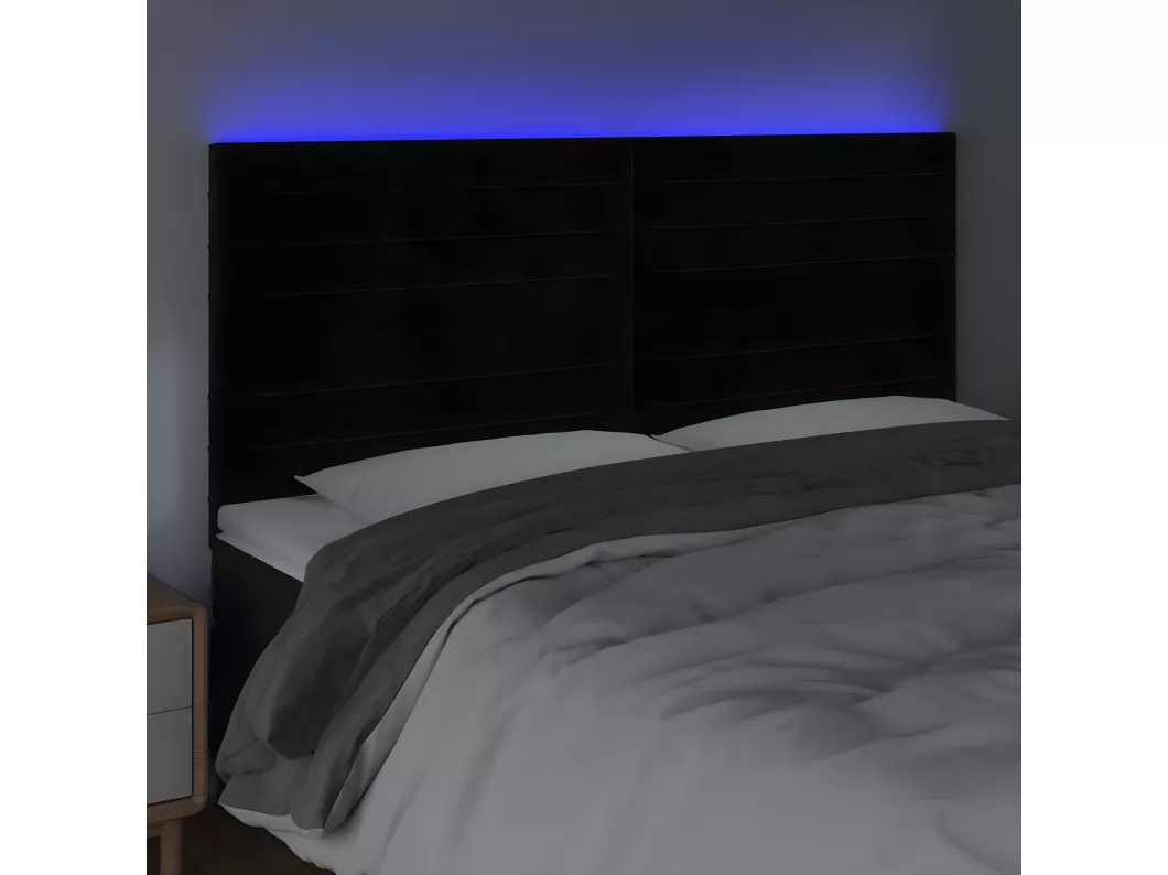Kauf Unique LED Kopfteil Schwarz 200x5x118/128 cm Samt Fabrikladen