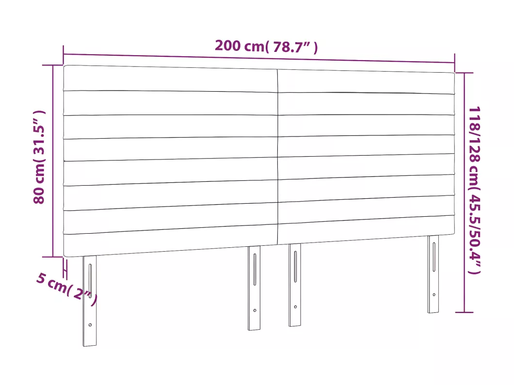 Kauf Unique LED Kopfteil Schwarz 200x5x118/128 cm Samt Fabrikladen