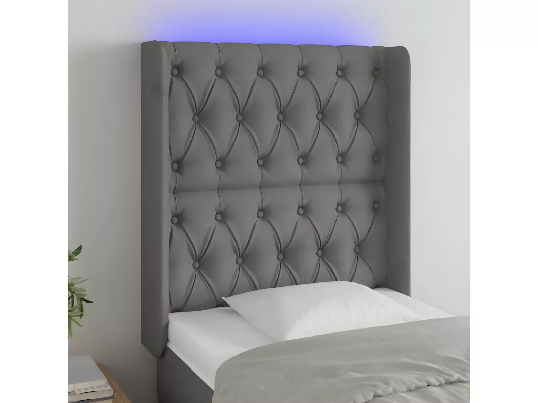 Kauf Unique LED Kopfteil Dunkelgrau 83x16x118/128 cm Stoff
