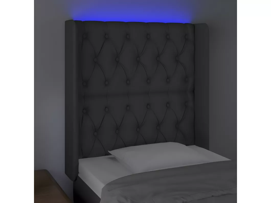 Kauf Unique LED Kopfteil Dunkelgrau 83x16x118/128 cm Stoff Speichern exportieren