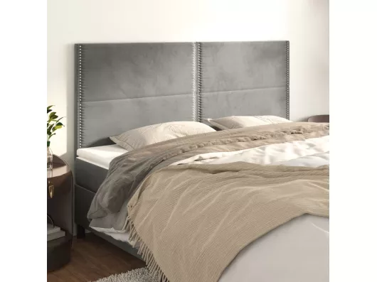 Kauf Unique Kopfteile 4 Stk. Hellgrau 80x5x78/88 cm Samt Outlet