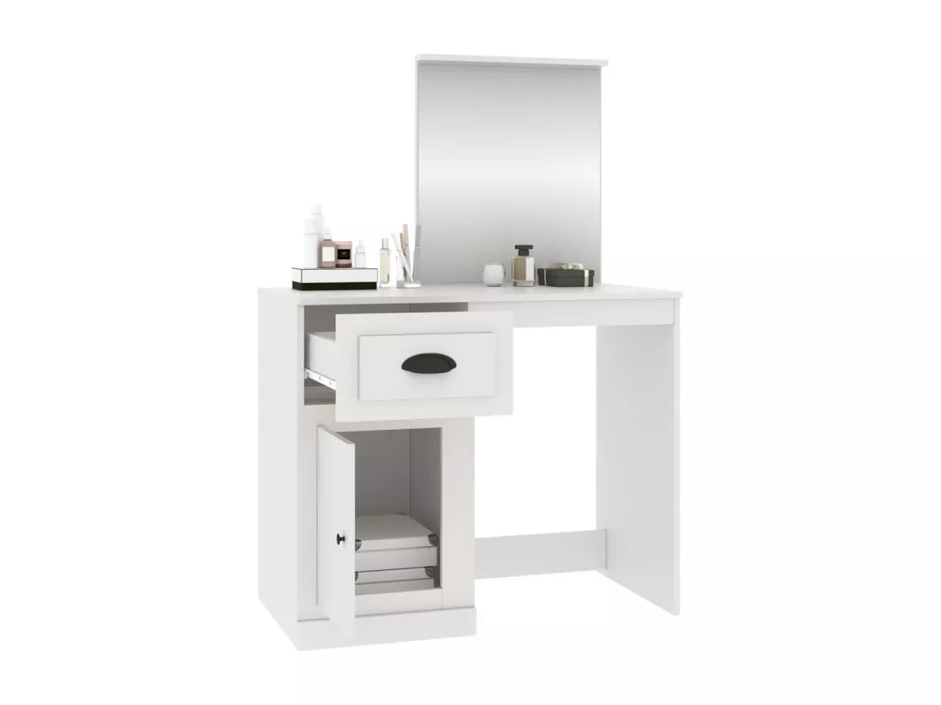 Kauf Unique Schminktisch mit Spiegel Weiß 90x50x132,5 cm Holzwerkstoff im Angebot