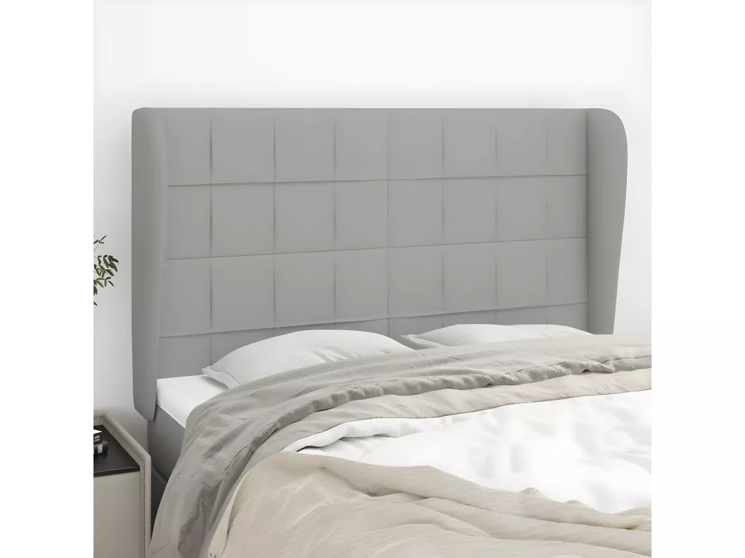 Kauf Unique Kopfteil mit Ohren Hellgrau 147x23x118/128 cm Stoff Günstiger Verkauf