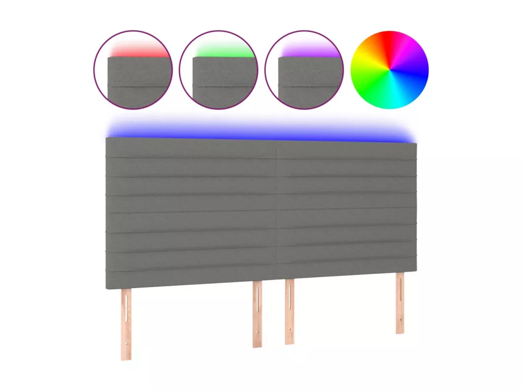 Kauf Unique LED Kopfteil Dunkelgrau 160x5x118/128 cm Stoff