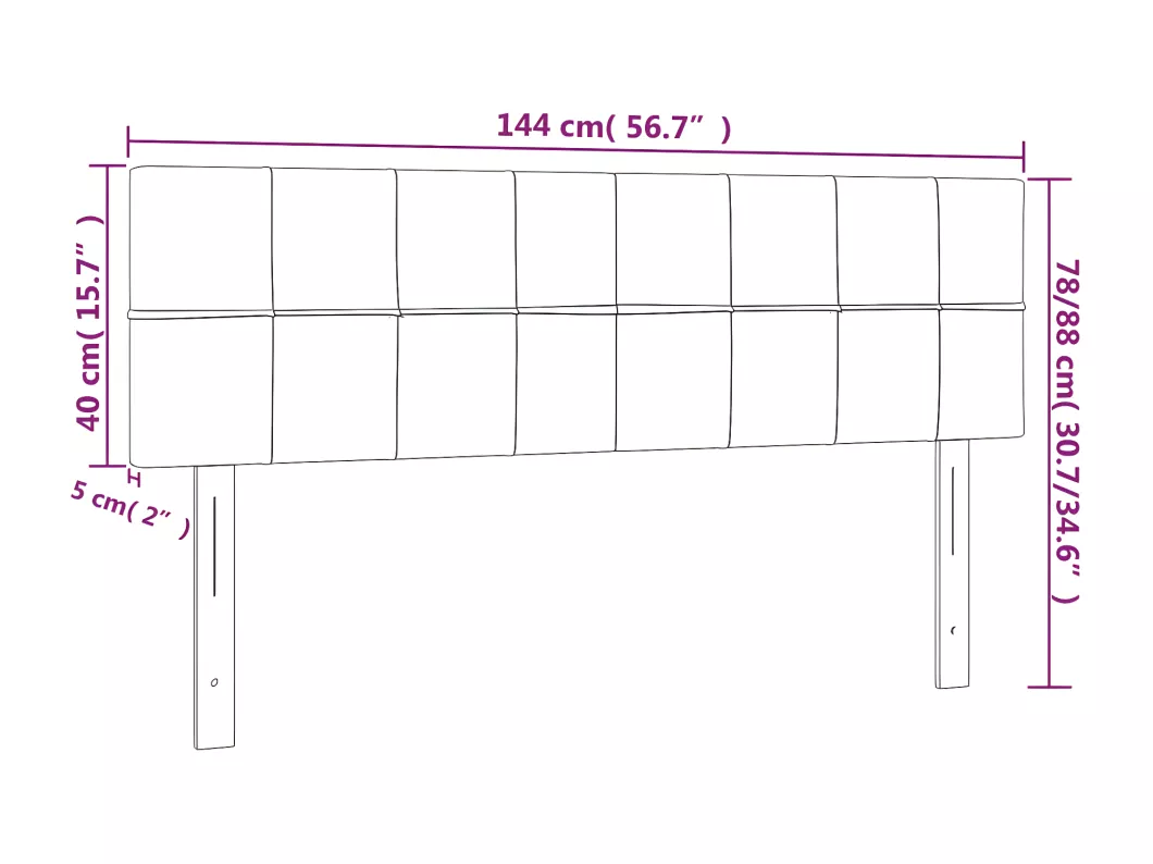 Kauf Unique LED Kopfteil Schwarz 144x5x78/88 cm Samt Preisnachlass