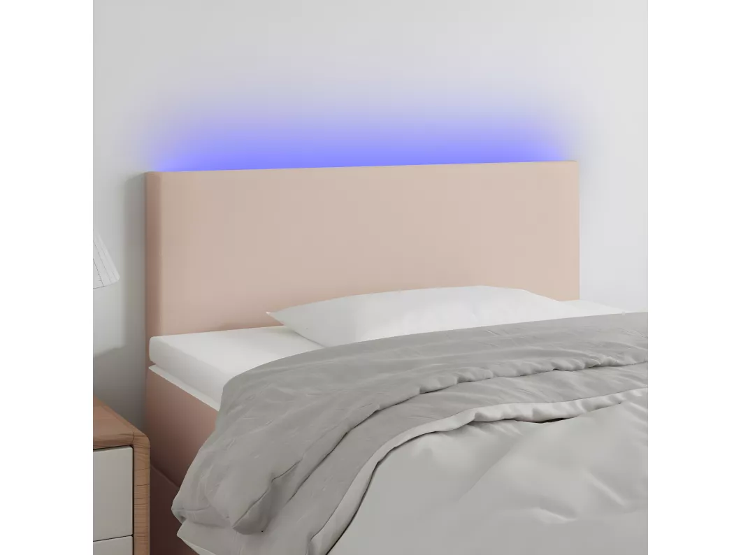 Kauf Unique LED Kopfteil Cappuccino-Braun 90x5x78/88 cm Kunstleder Valentinstagsangebot