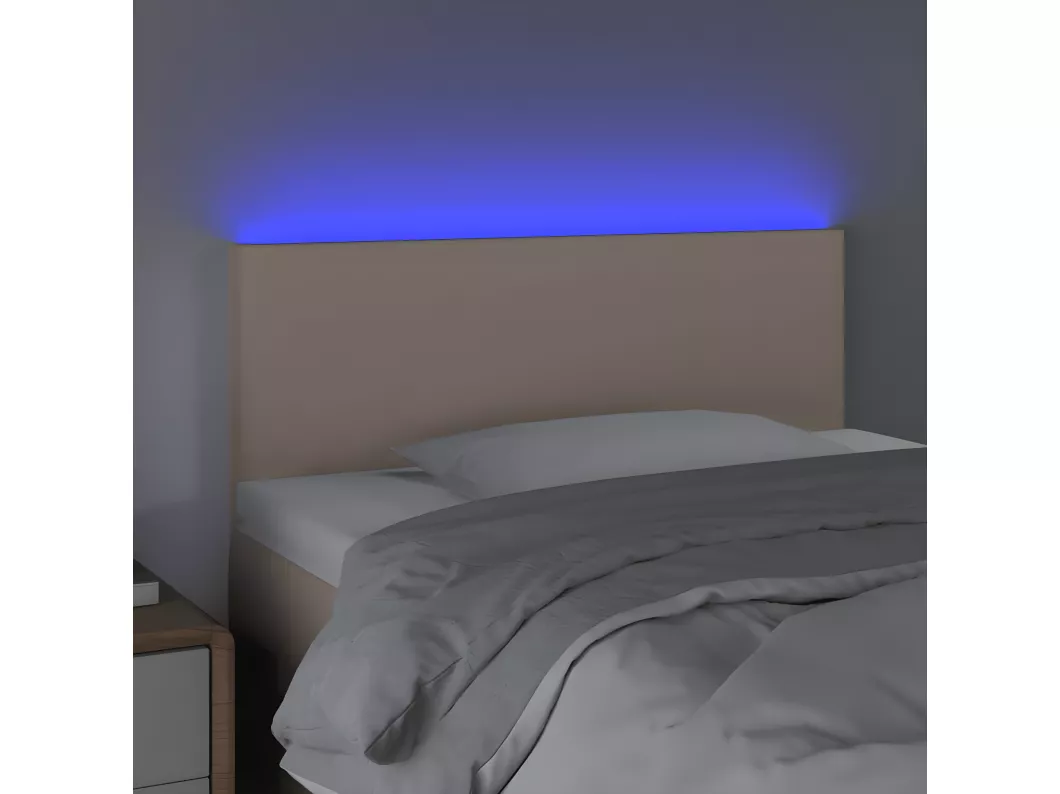 Kauf Unique LED Kopfteil Cappuccino-Braun 90x5x78/88 cm Kunstleder Valentinstagsangebot