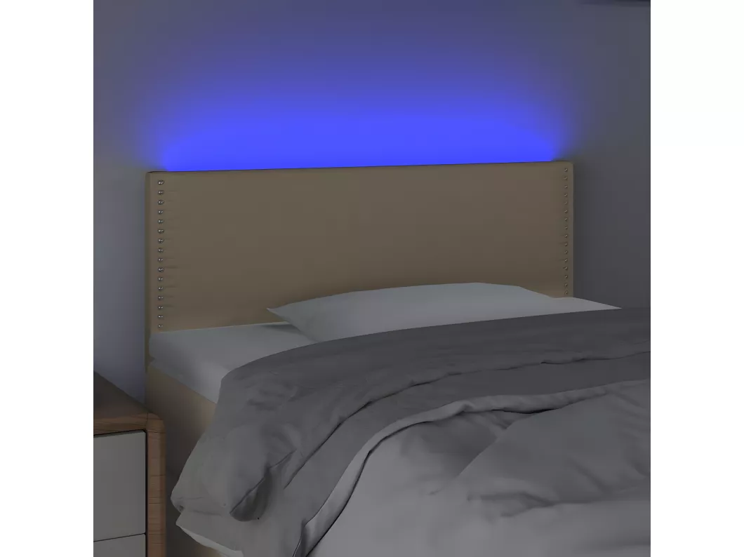 Kauf Unique LED Kopfteil Creme 80x5x78/88 cm Stoff Jubiläumsangebot