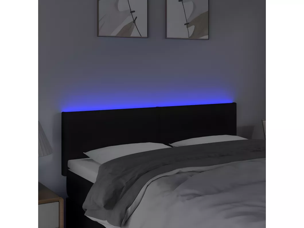 Kauf Unique LED Kopfteil Schwarz 144x5x78/88 cm Stoff Heißer Verkauf