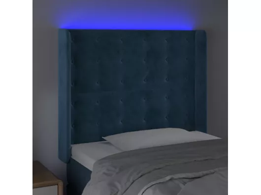 Kauf Unique LED Kopfteil Dunkelblau 103x16x118/128 cm Samt Top Angebot