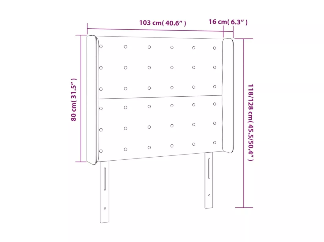 Kauf Unique LED Kopfteil Dunkelblau 103x16x118/128 cm Samt Top Angebot