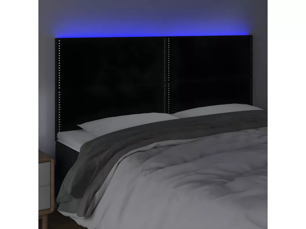 Kauf Unique LED Kopfteil Schwarz 200x5x118/128 cm Samt Online Outlet