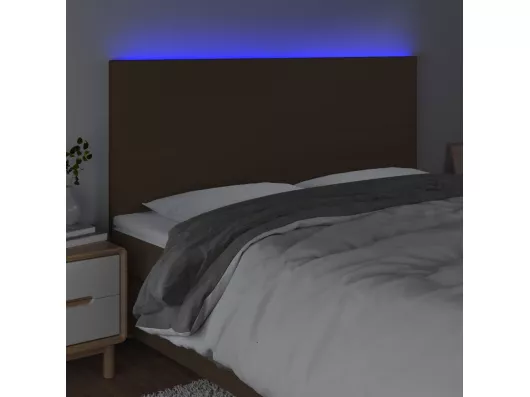 Kauf Unique LED Kopfteil Dunkelbraun 180x5x118/128 cm Stoff Exklusive Angebote