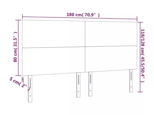 Kauf Unique LED Kopfteil Dunkelbraun 180x5x118/128 cm Stoff Exklusive Angebote