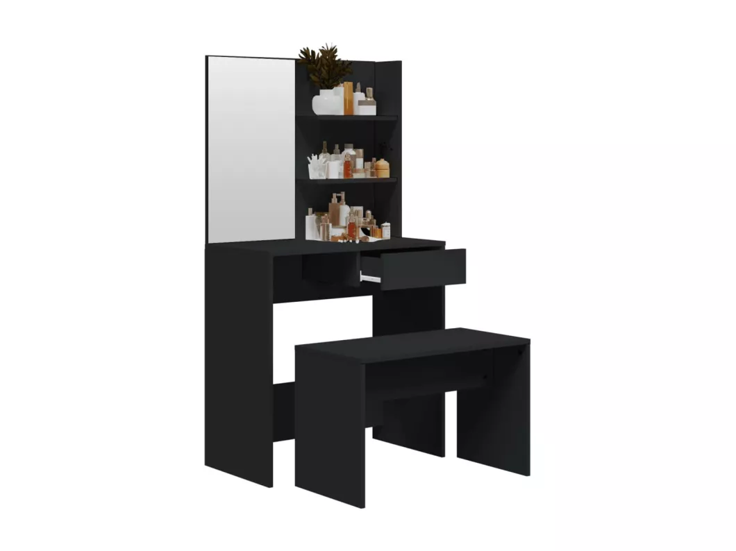 Kauf Unique Schminktisch-Set Schwarz 74,5 x 40 x 141 cm Bestseller