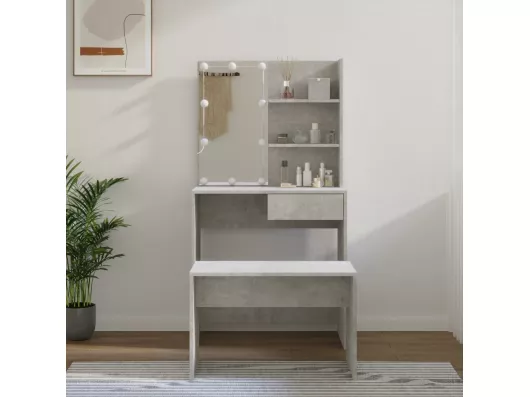 Kauf Unique Schminktisch-Set mit LED Betongrau Holzwerkstoff