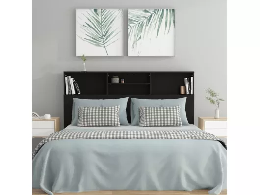 Kauf Unique Bett-Kopfteil mit Ablagen Schwarz 160x19x103,5 cm Sonderangebote