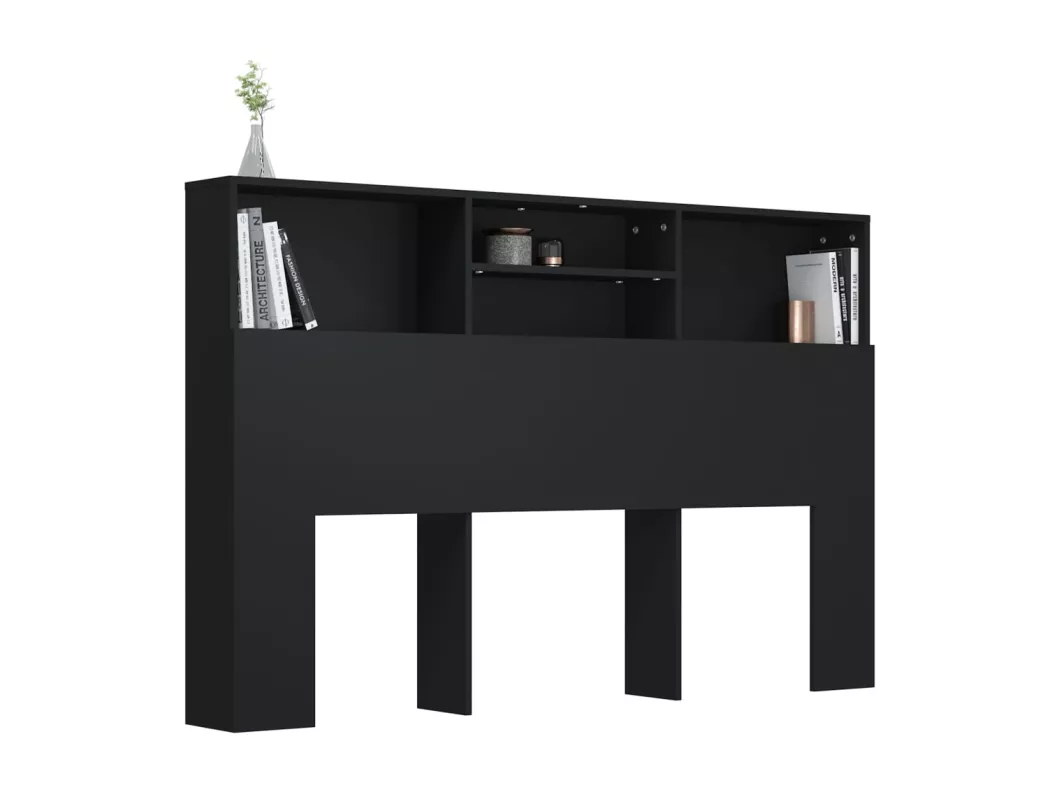 Kauf Unique Bett-Kopfteil mit Ablagen Schwarz 160x19x103,5 cm Sonderangebote