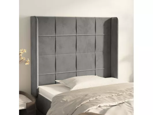 Kauf Unique Kopfteil mit Ohren Hellgrau 93x16x118/128 cm Samt
