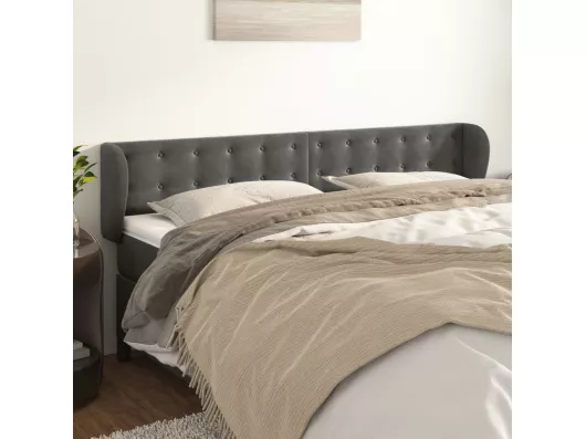 Kauf Unique Kopfteil mit Ohren Dunkelgrau 203x23x78/88 cm Samt Wochenangebot