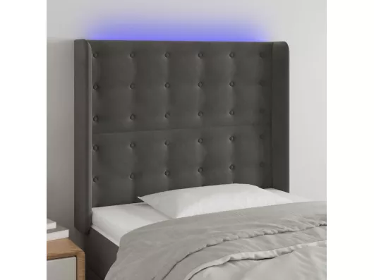 Kauf Unique LED Kopfteil Dunkelgrau 103x16x118/128 cm Samt