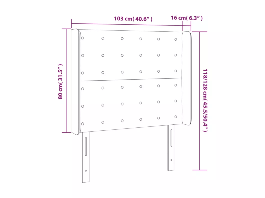 Kauf Unique LED Kopfteil Dunkelgrau 103x16x118/128 cm Samt JETZT KAUFEN