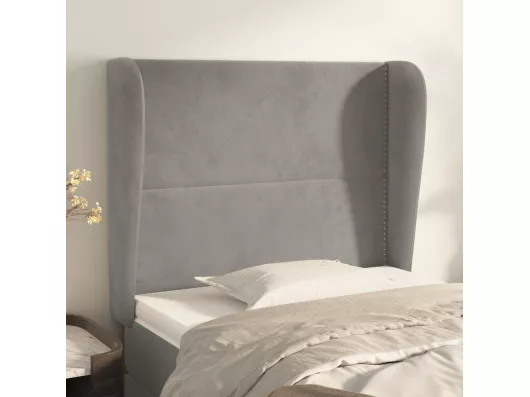 Kauf Unique Kopfteil mit Ohren Hellgrau 103x23x118/128 cm Samt