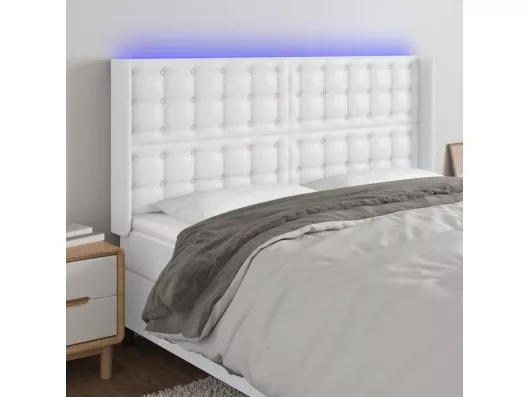Kauf Unique LED Kopfteil Weiß 183x16x118/128 cm Kunstleder Bis zu 60% Rabatt