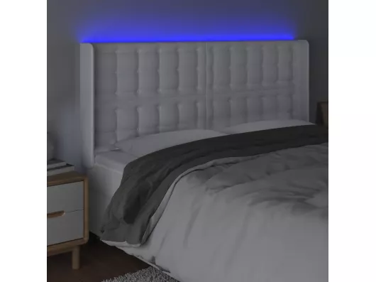 Kauf Unique LED Kopfteil Weiß 183x16x118/128 cm Kunstleder Bis zu 60% Rabatt