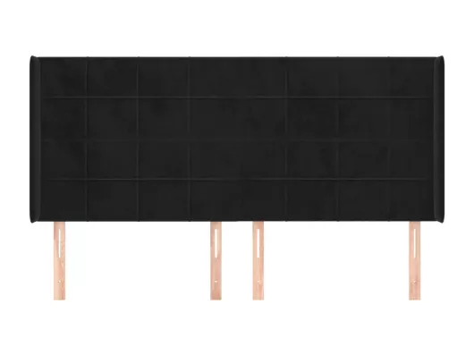 Kauf Unique Kopfteil mit Ohren Schwarz 203x16x118/128 cm Samt Nur für heute