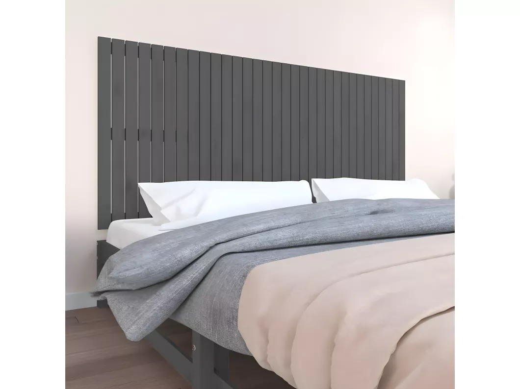 Kauf Unique Wand-Kopfteil Grau 204x3x90 cm Massivholz Kiefer
