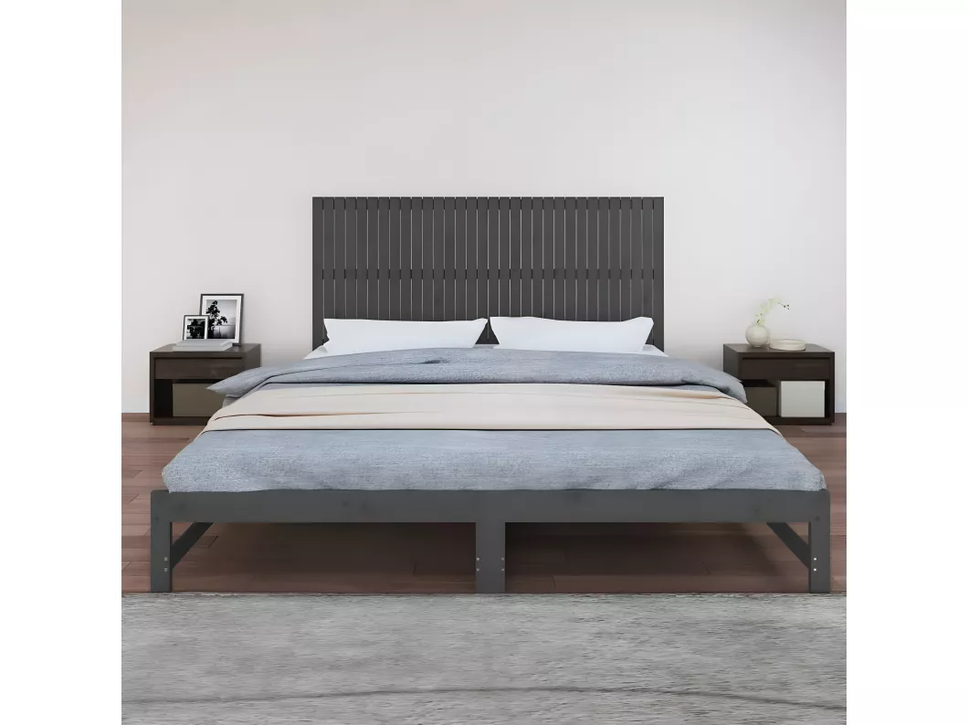 Kauf Unique Wand-Kopfteil Grau 204x3x90 cm Massivholz Kiefer Bis zu 55% Rabatt
