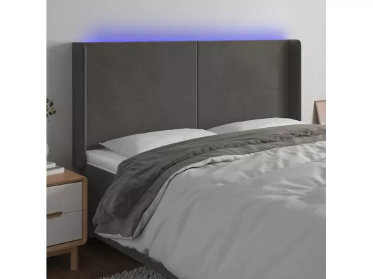 Kauf Unique LED Kopfteil Dunkelgrau 203x16x118/128 cm Samt Discount Store für neue Produkte