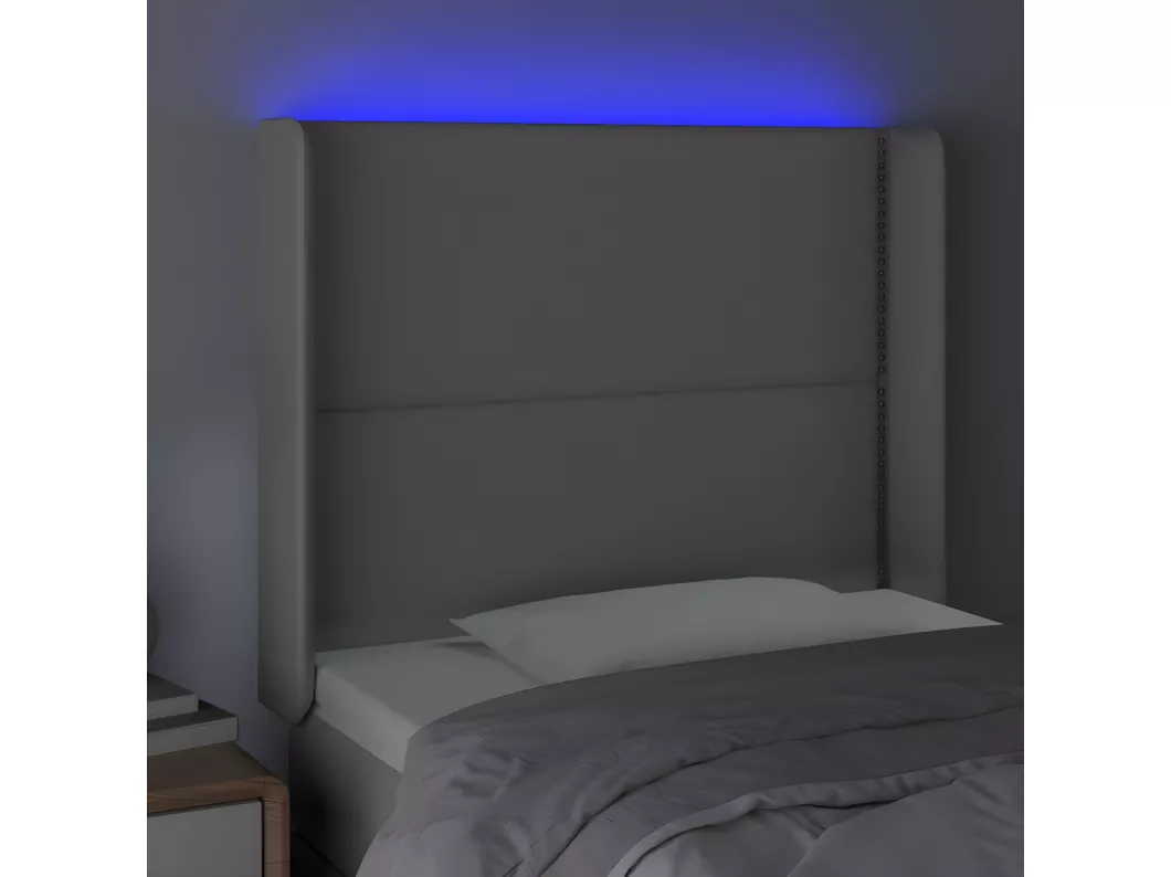 Kauf Unique LED Kopfteil Grau 103x16x118/128 cm Kunstleder Riesige Rabatte