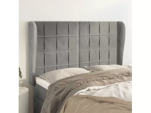 Kauf Unique Kopfteil mit Ohren Hellgrau 147x23x118/128 cm Samt 50% Rabatt mit kostenlosem Versand