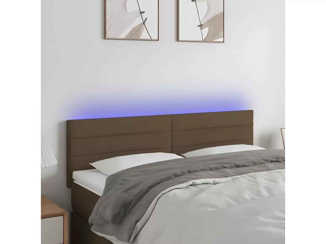 Kauf Unique LED Kopfteil Dunkelbraun 144x5x78/88 cm Stoff Hotsell