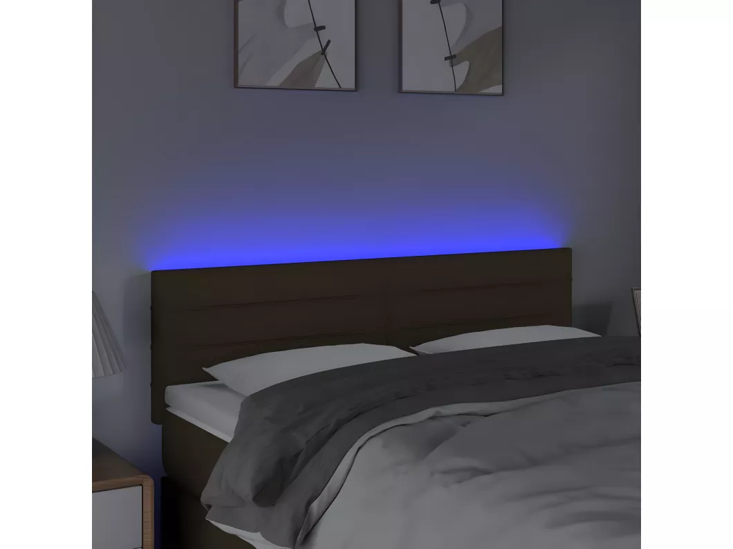 Kauf Unique LED Kopfteil Dunkelbraun 144x5x78/88 cm Stoff Hotsell