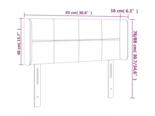 Kauf Unique LED Kopfteil Hellgrau 93x16x78/88 cm Samt Großer Ausverkauf