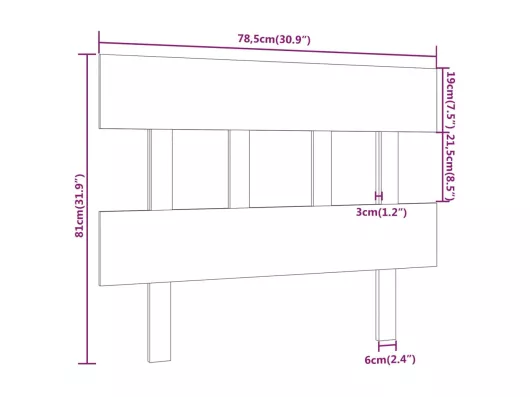Kauf Unique Bett-Kopfteil Schwarz 78,5x3x81 cm Massivholz Kiefer Online Shopping