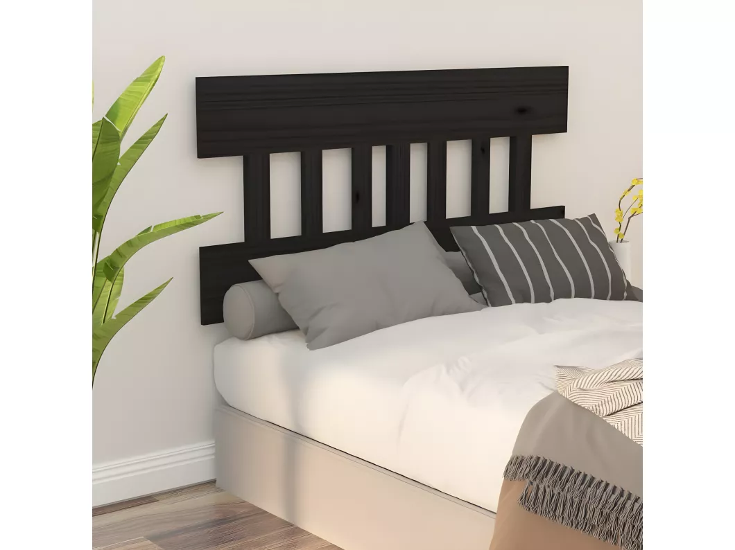 Kauf Unique Kopfteil Schwarz 143,5x3x81 cm Massivholz Kiefer Osterangebot