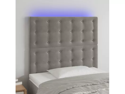 Kauf Unique LED Kopfteil Hellgrau 100x5x118/128 cm Samt