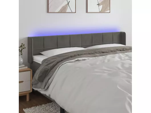 Kauf Unique LED Kopfteil Dunkelgrau 183x16x78/88 cm Samt Top Angebot