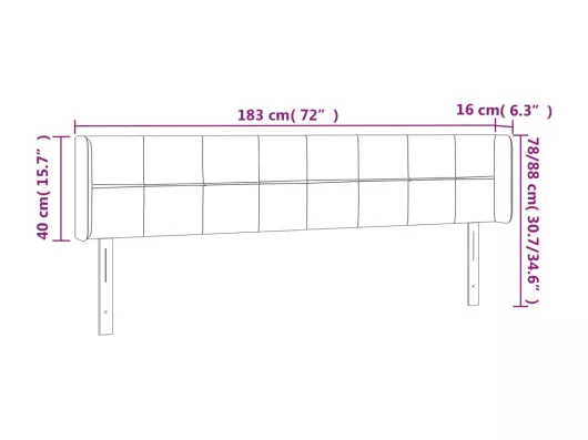 Kauf Unique LED Kopfteil Dunkelgrau 183x16x78/88 cm Samt Top Angebot