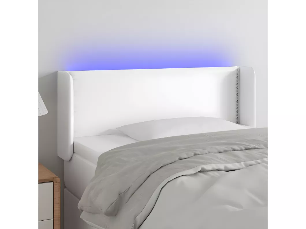 Kauf Unique LED Kopfteil Weiß 103x16x78/88 cm Kunstleder Räumungsverkauf