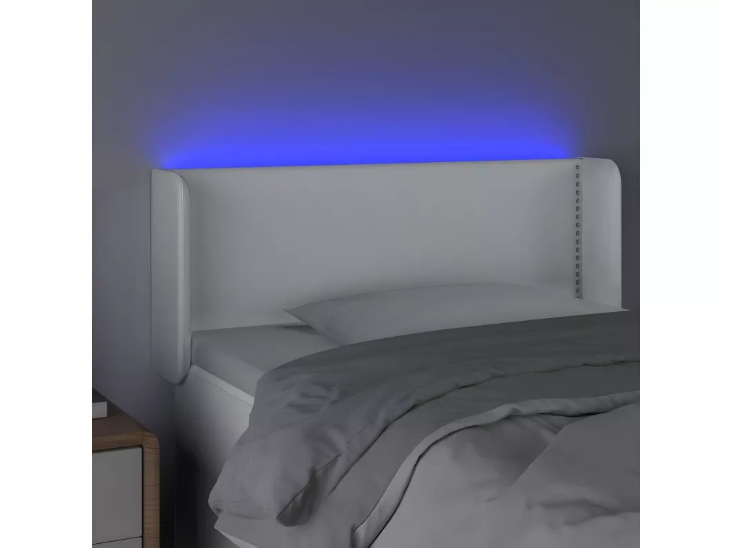 Kauf Unique LED Kopfteil Weiß 103x16x78/88 cm Kunstleder Räumungsverkauf