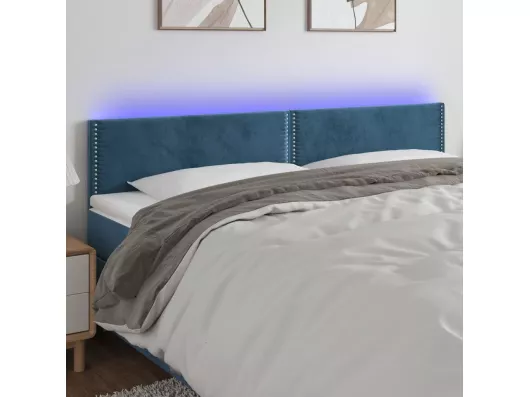Kauf Unique LED Kopfteil Dunkelblau 180x5x78/88 cm Samt Kauf eins, bekomm eins gratis