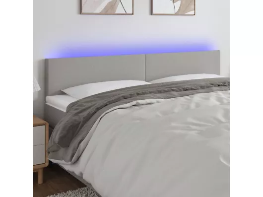 Kauf Unique LED Kopfteil Hellgrau 200x5x78/88 cm Stoff Super Sparpreis