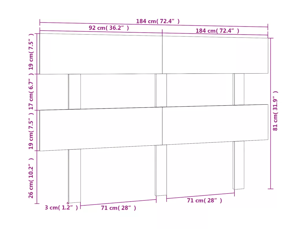 Kauf Unique Kopfteil Honigbraun 184x3x81 cm Massivholz Kiefer Wochenangebot